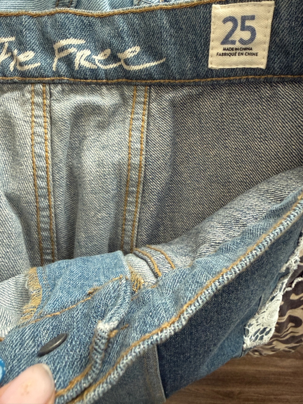 Free People We The Free In My Element Patched Crochet Flare Jeans - Picture 4 of 5